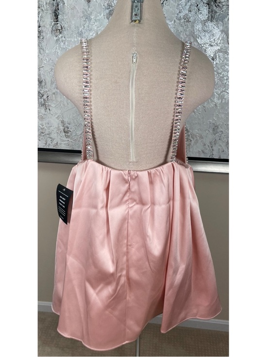 RETROFETE Aniyah Crystal Embellished Babydoll Satin Pink Mini Dress Size Large - Picture 6 of 8